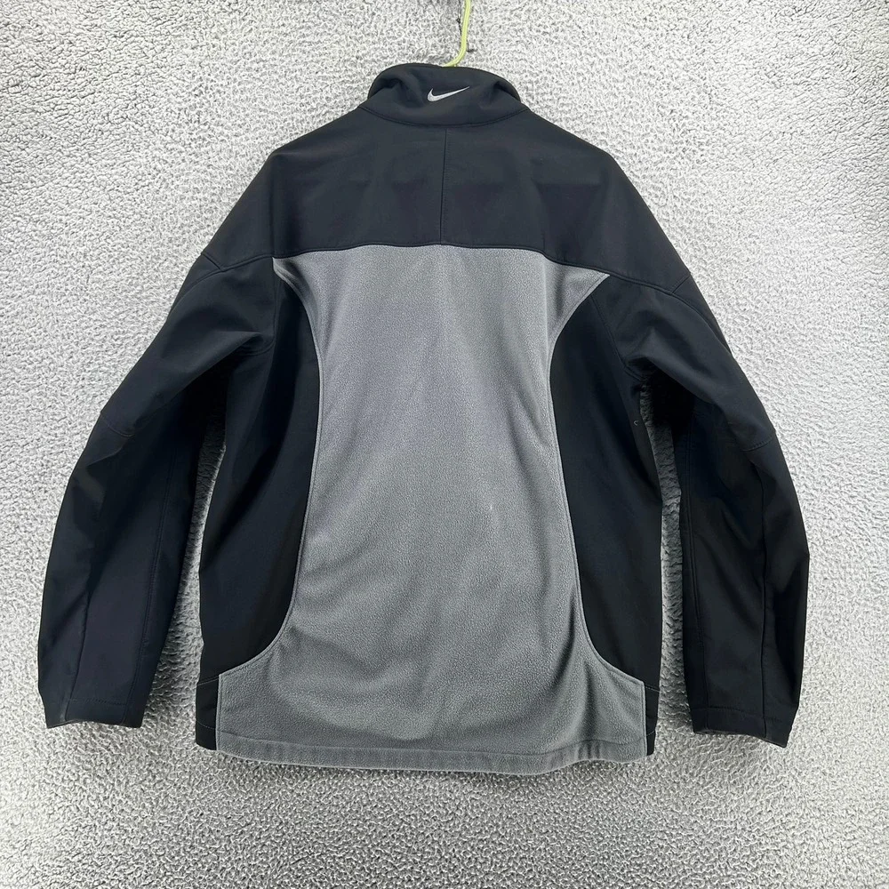 Vintage Nike Y2K Men's Fleece Jacket Black Grey Colorblock Full Zip‎ Medium